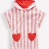 Towelling Throw On-Bubblegum Pink Heart Stripe-Boden Cheap