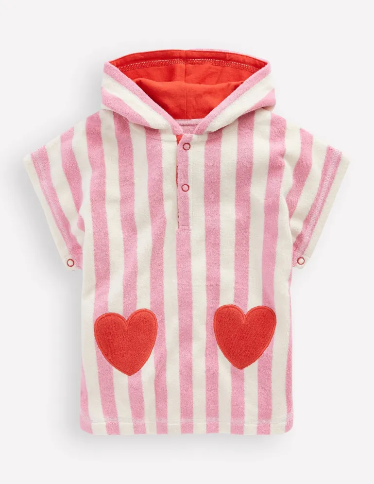 Towelling Throw On-Bubblegum Pink Heart Stripe-Boden Cheap