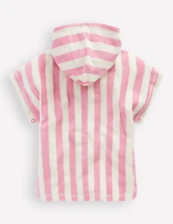 Towelling Throw On-Bubblegum Pink Heart Stripe-Boden Cheap