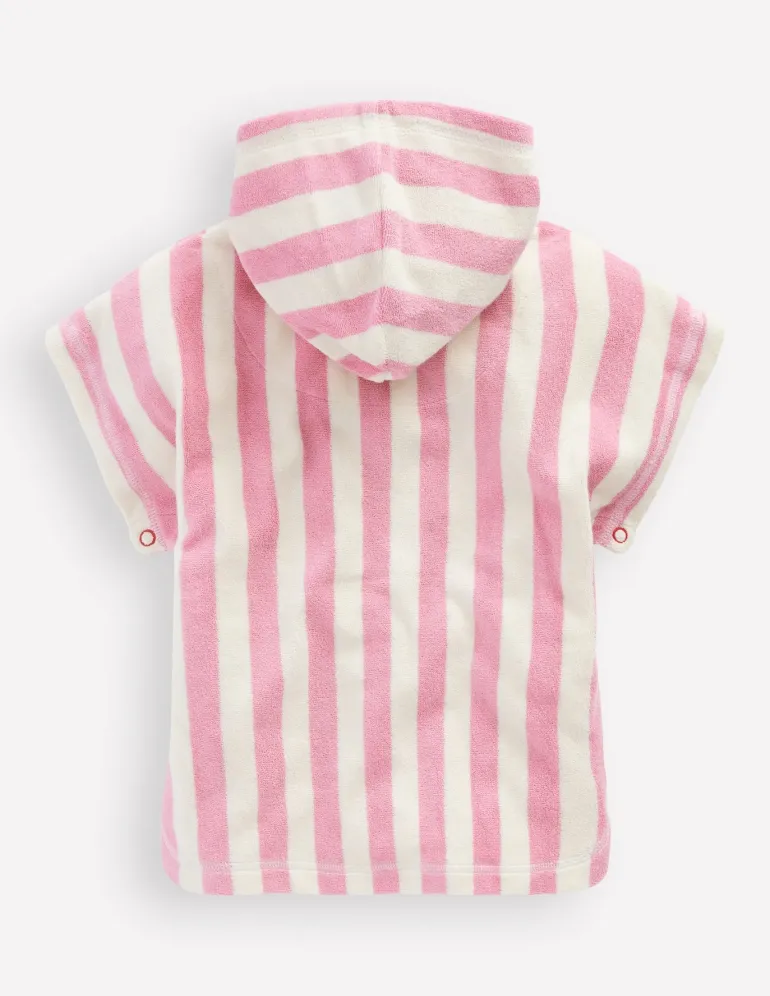 Towelling Throw On-Bubblegum Pink Heart Stripe-Boden Cheap