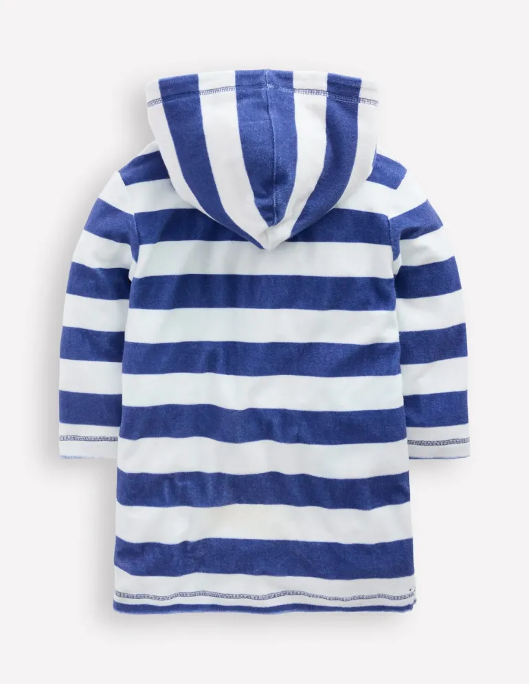 Towelling Zip-Up Throw-On-Sapphire Blue Stripe-Boden Clearance