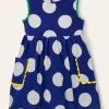 Trim Detail Jersey Dress-Blue Wave Jumbo Spot-Boden Discount