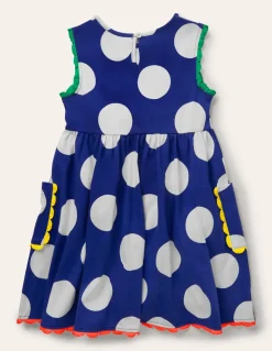 Trim Detail Jersey Dress-Blue Wave Jumbo Spot-Boden Discount
