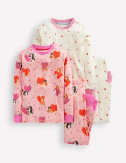 Twin Pack Snug Pajamas-Chalk Pink Valentines-Boden Cheap