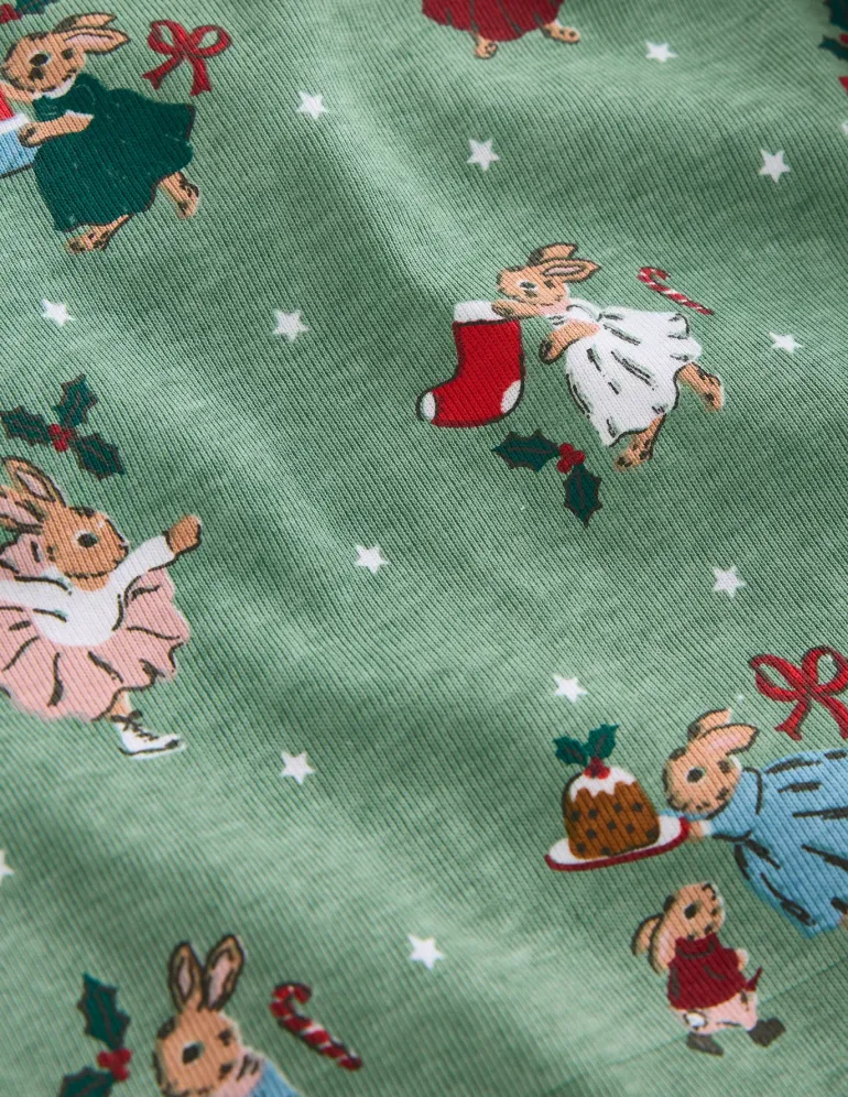 Twin Pack Snug Pajamas-Eucalyptus Bunnies-Boden Fashion