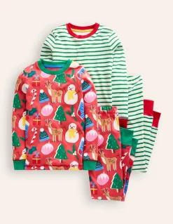Twin Pack Snug Pajamas-Jam Red Christmas-Boden Cheap
