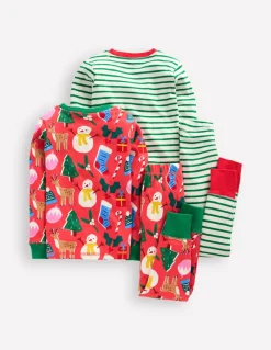Twin Pack Snug Pajamas-Jam Red Christmas-Boden Cheap