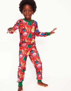 Twin Pack Snug Pajamas-Jam Red Christmas-Boden Cheap