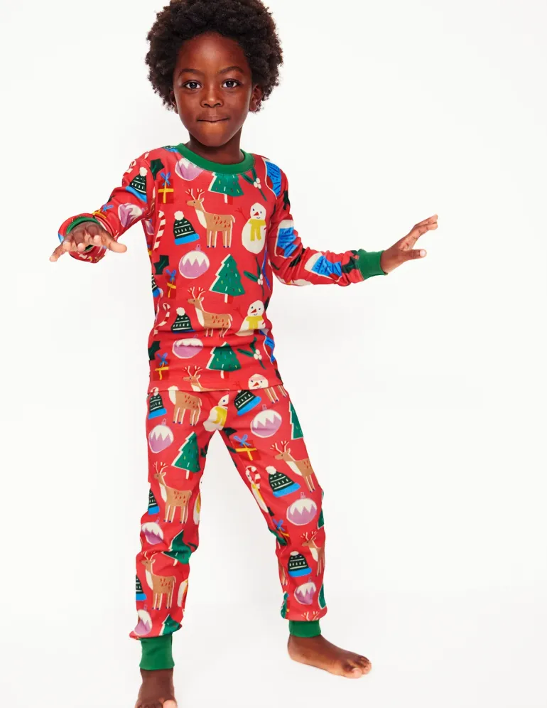 Twin Pack Snug Pajamas-Jam Red Christmas-Boden Cheap
