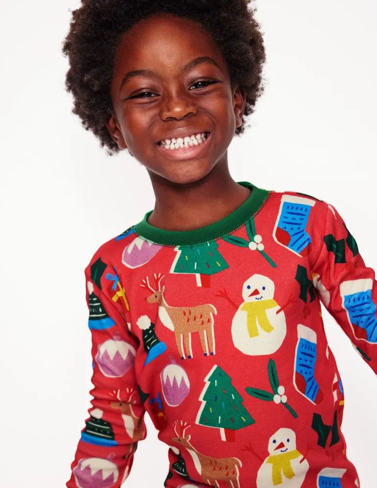 Twin Pack Snug Pajamas-Jam Red Christmas-Boden Cheap