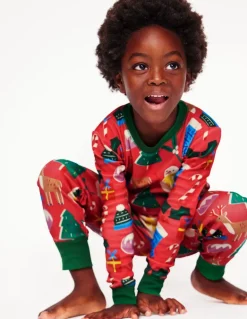 Twin Pack Snug Pajamas-Jam Red Christmas-Boden Cheap