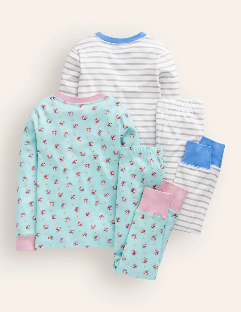 Twin Pack Snug Pajamas-Spearmint Bouquet-Boden Cheap