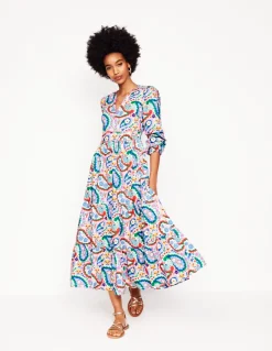 Violet Cotton Midi Dress-Multi, Meadow Paisley-Boden Flash Sale