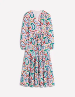 Violet Cotton Midi Dress-Multi, Meadow Paisley-Boden Flash Sale