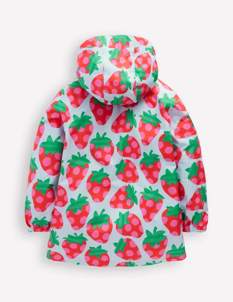 Waterproof Pack Away Jacket-Misty Blue Strawberry-Boden Cheap