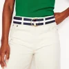 Webbing D-Ring Belt-Navy and Ivory-Boden Fashion