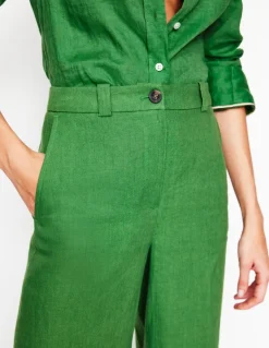 Westbourne Linen Pants-Iguana Green-Boden Cheap