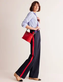 Westbourne Ponte Trousers-Navy, Red Stripe-Boden Best