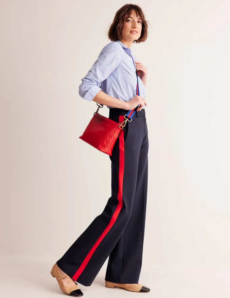 Westbourne Ponte Trousers-Navy, Red Stripe-Boden Best