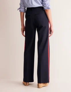Westbourne Ponte Trousers-Navy, Red Stripe-Boden Best