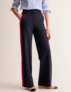 Westbourne Ponte Trousers-Navy, Red Stripe-Boden Best