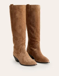 Western Knee High Boots-Rusty Tan Suede-Boden Clearance