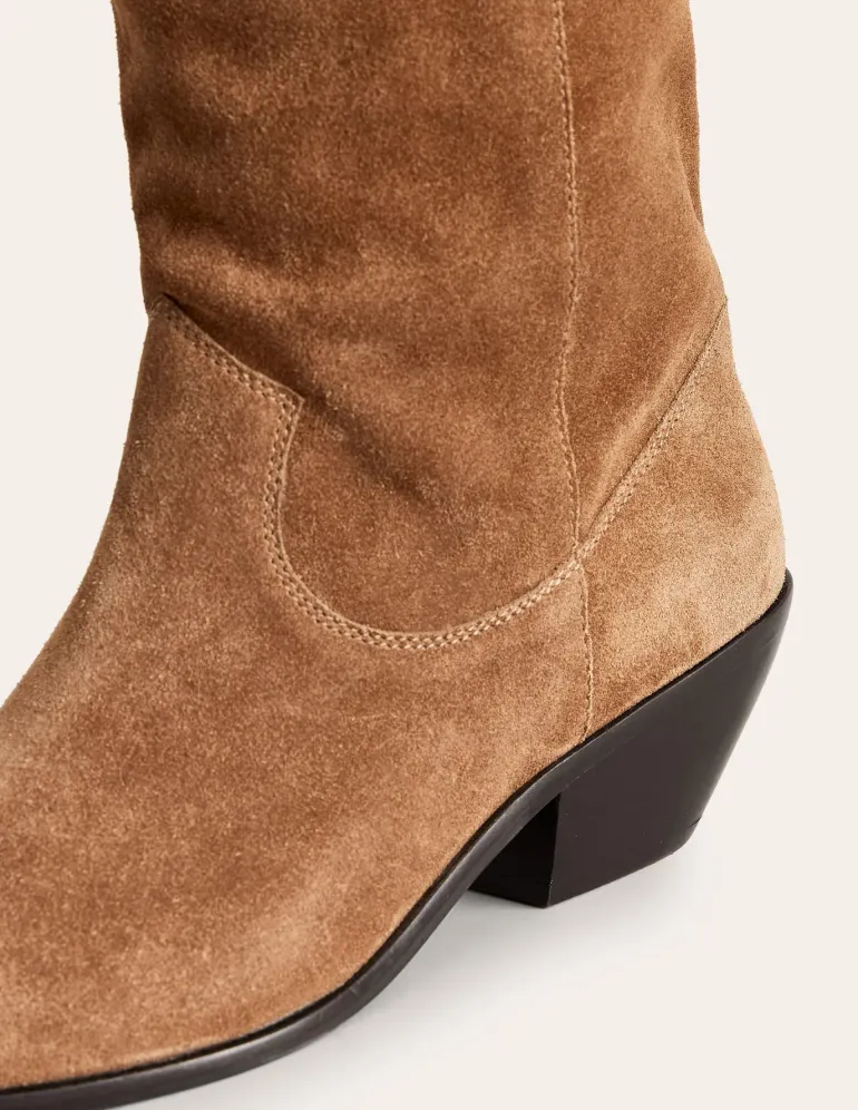 Western Knee High Boots-Rusty Tan Suede-Boden Clearance