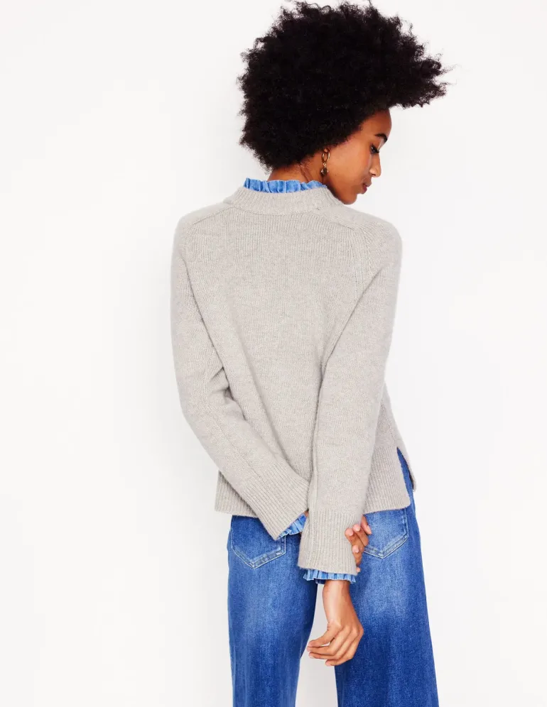 Wide Sleeve Cashmere Sweater-Mink Melange-Boden New