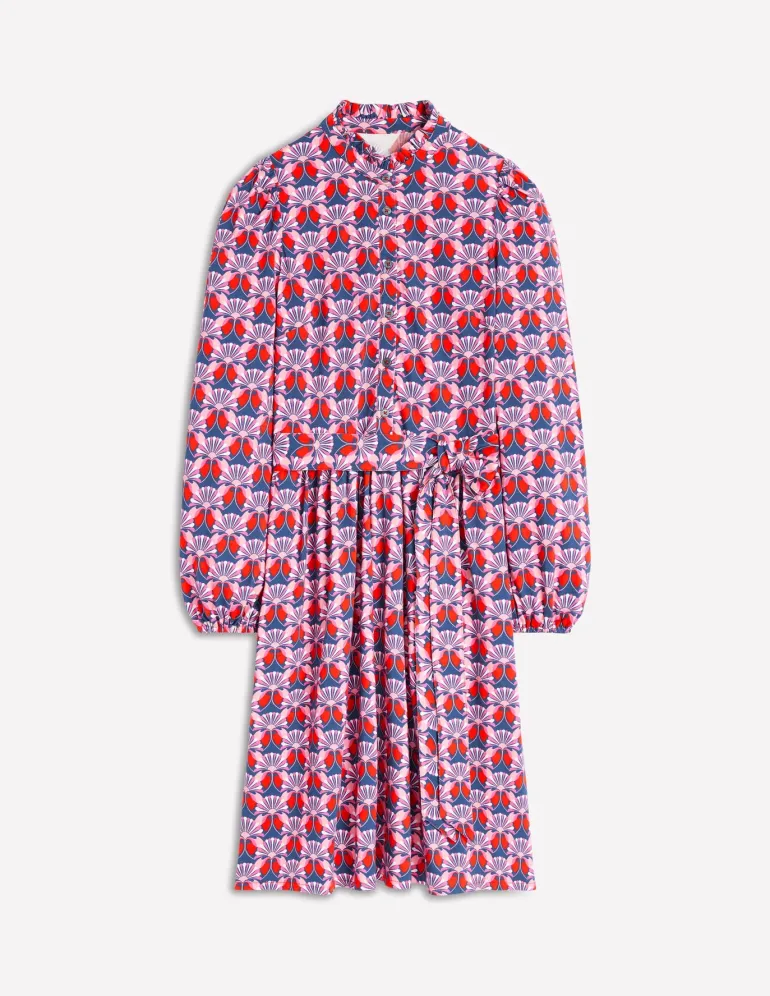 Willow Frill Short Shirt Dress-Poppy Red, Daisy Bloom Geo-Boden Discount