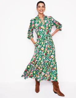 Willow Tiered Jersey Dress-Forest Grass, Flourishing Vine-Boden Best Sale
