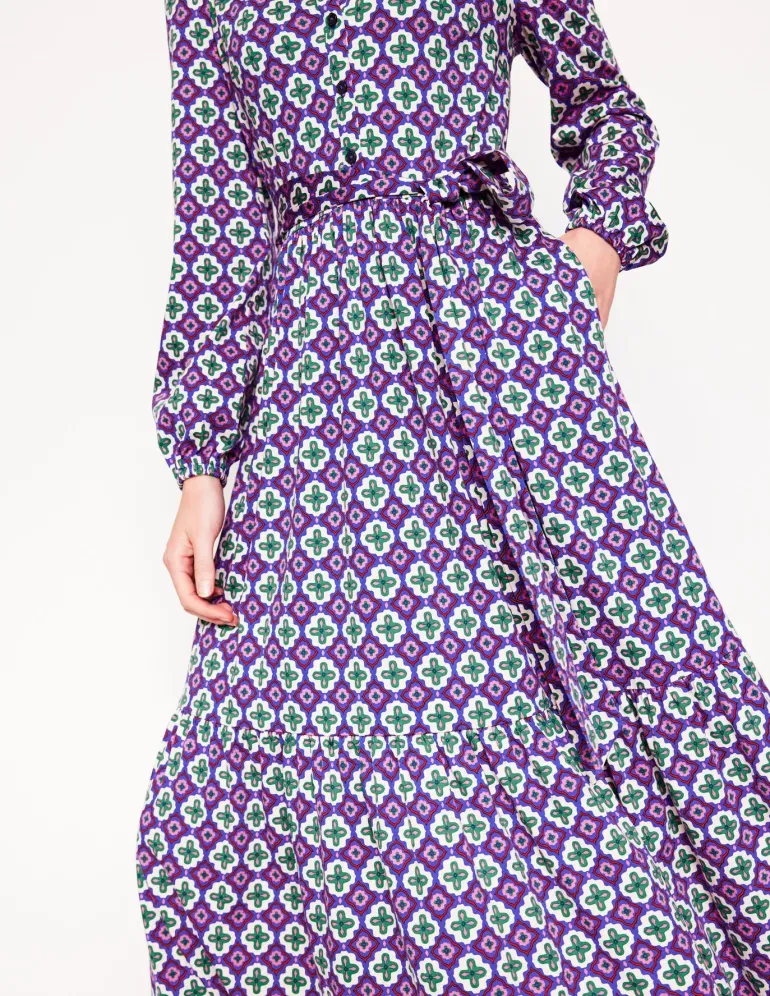 Willow Tiered Jersey Dress-Multi, Moroccan Diamond-Boden Cheap