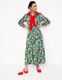 Willow Tiered Jersey Dress-Forest Grass, Flourishing Vine-Boden Best Sale