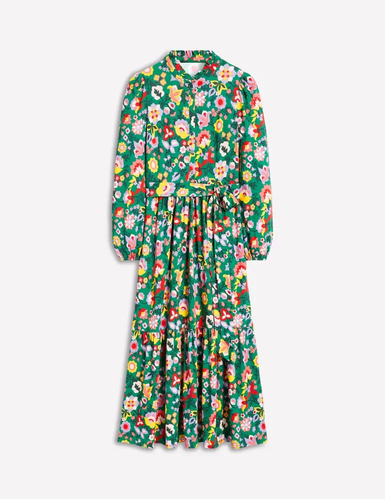 Willow Tiered Jersey Dress-Forest Grass, Flourishing Vine-Boden Best Sale