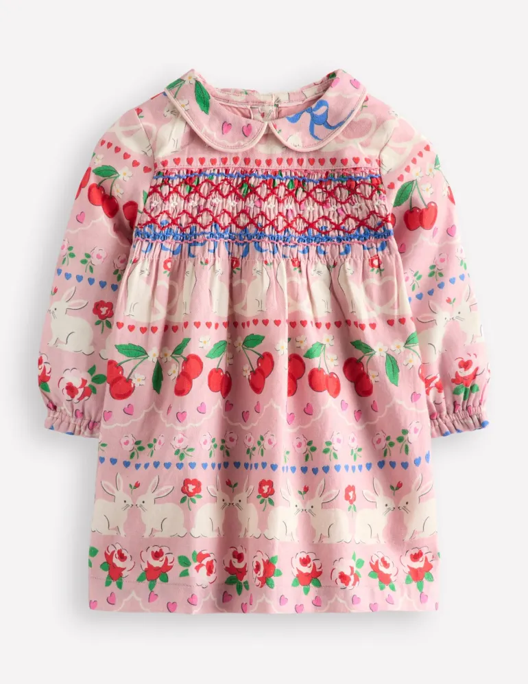 Woven Party Dress-Pink Valentines Bunnies-Boden Shop